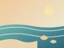 蓝绿色海岸与贝壳的抽象插画