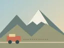 远山、云和慢车的抽象插画